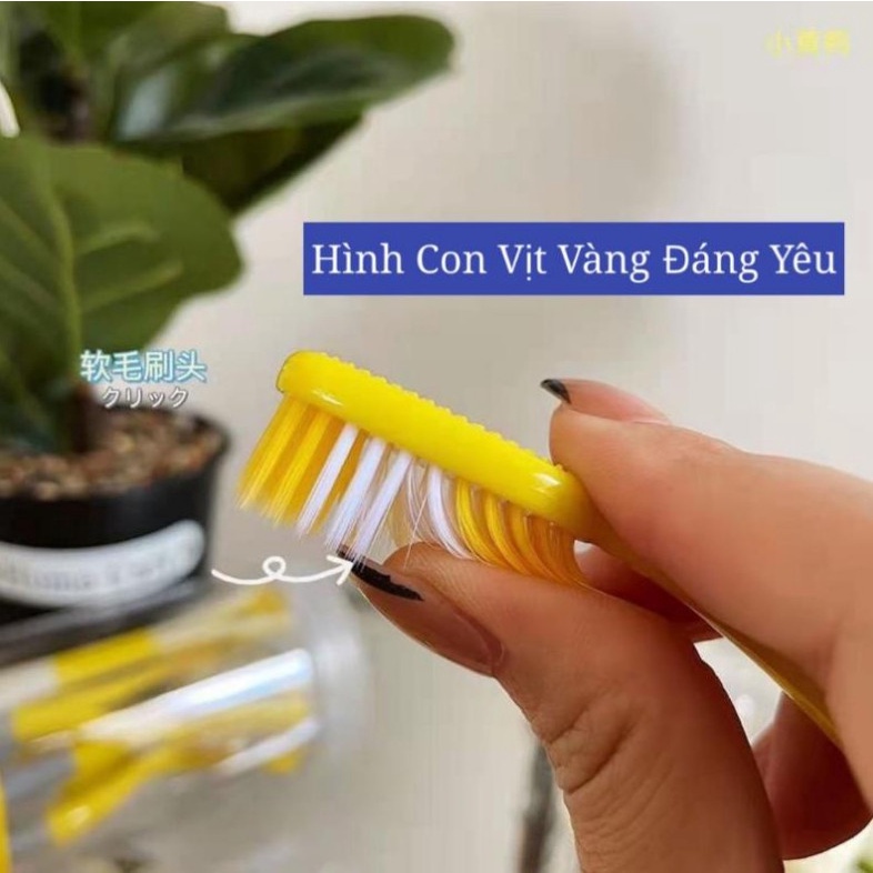 Set 8 Bàn Chải Đánh Răng Vịt Vàng Có Đầu Cạo Lưỡi Tiện Dụng