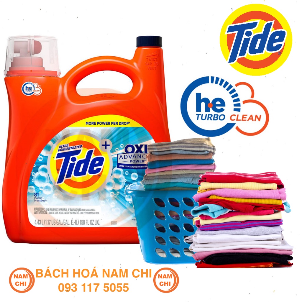 [CAN 4.43L] Nước Giặt Xả Tide Oxi Dung Tích 4.43L Giúp Giặt Sạch Sâu Và Khử Mùi x2 - Mỹ