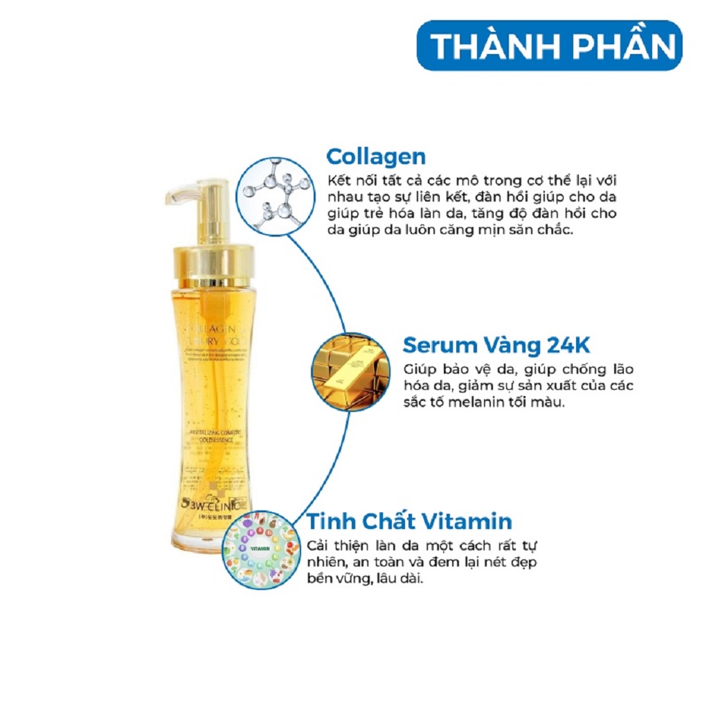 Serum Vàng Collagen Luxury Gold Chống Lão Hóa Và Dưỡng Trắng 3W Clinic Hàn Quốc 150ml