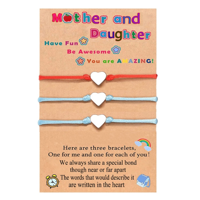 Set 3 Vòng Tay Bện Dây Mặt Trái Tim Phong Cách Trung Hoa Có Thể Điều Chỉnh Kích Thước