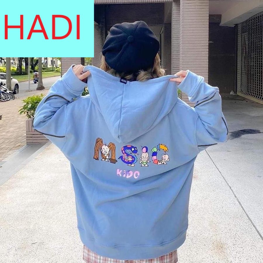ÁO KHOÁC HOODIE NỈ NGOẠI NAM NỮ UNISEX CAO CẤP HADI MÀU XANH MÀU ĐEN IN CHỮ KIDO-NB12356