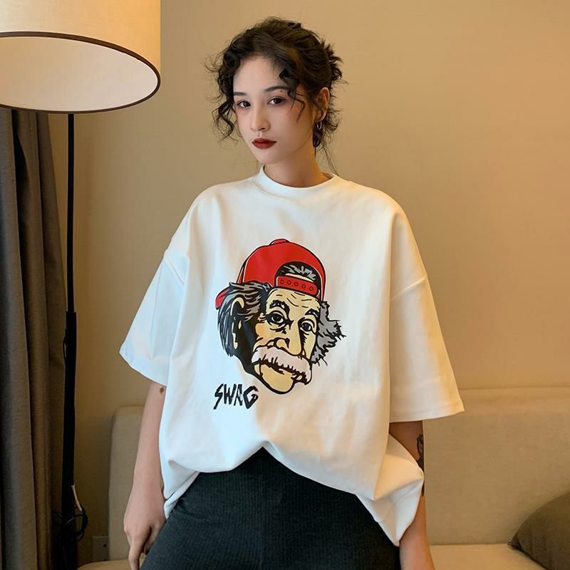 Áo Thun Tay Lỡ 100% Cotton Form Rộng Unisex Ulzzang Nhà Bác Học