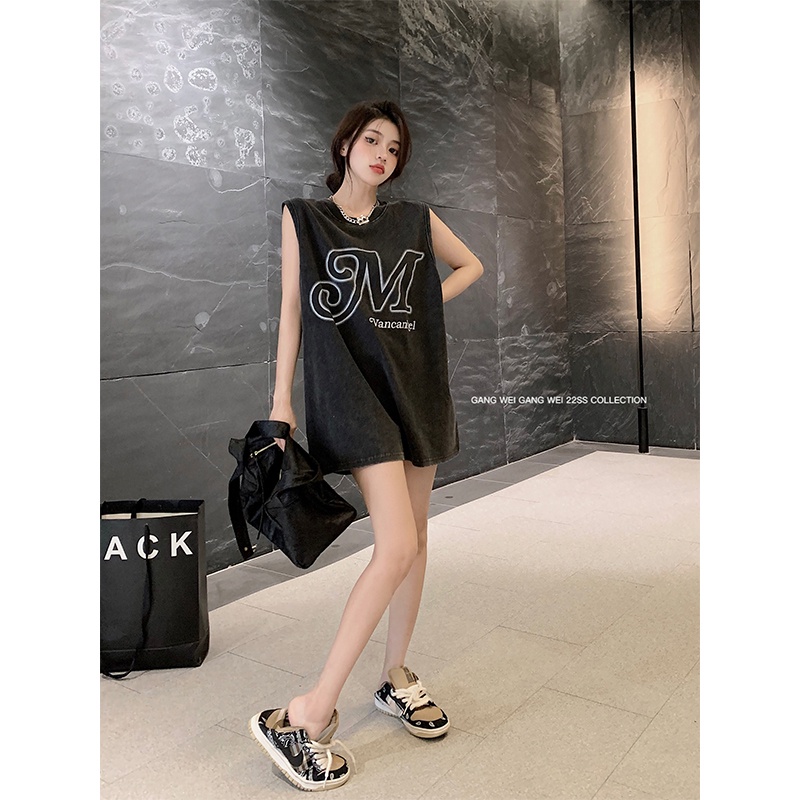 Áo Thun Sát Nách In Chữ Kiểu Hồng Kông Thời Trang Mùa Hè Cho Nữ