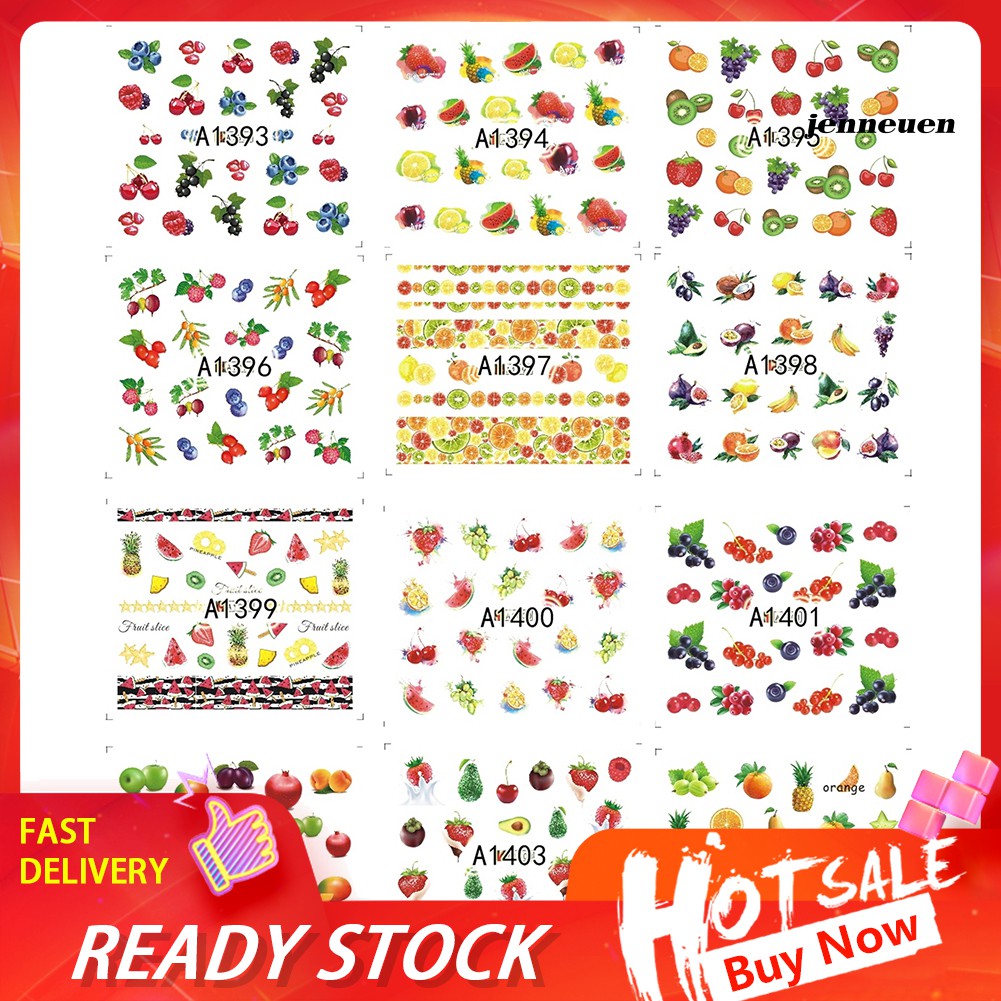 Nhãn dán móng tay trang trí móng kiểu trái cây dễ thương