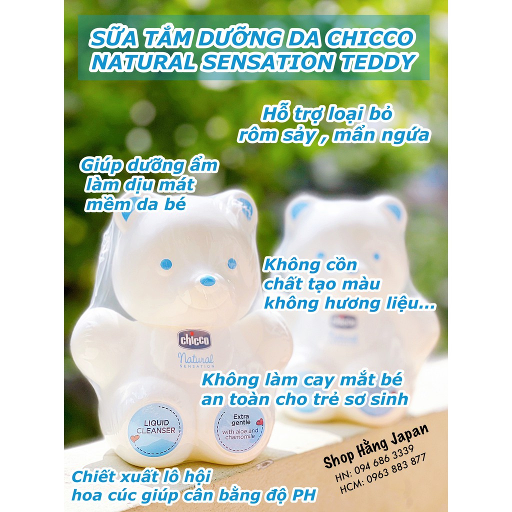 [HÀNG CHÍNH HÃNG ]Sữa tắm dưỡng da Natural Sensation Teddy Chicco Ý