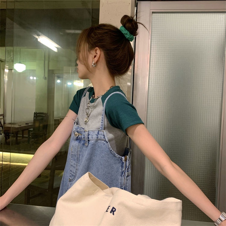 Đầm Yếm Denim Dáng Rộng Thời Trang Mùa Hè Dành Cho Nữ
