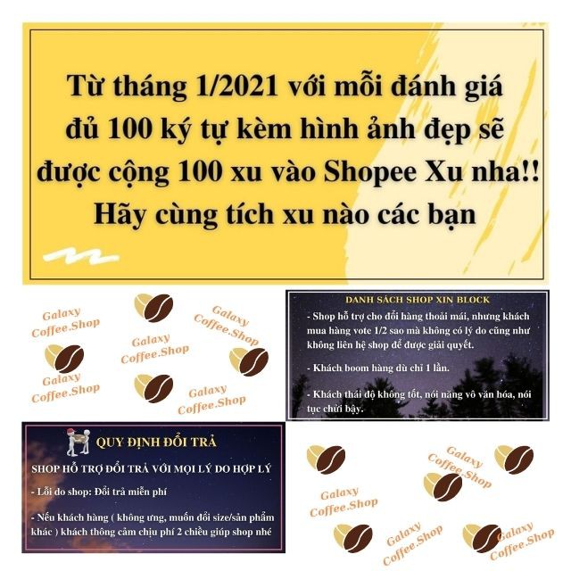 Cà Phê Rang Xay Mix 3 Hạt Robusta, Culi, Arabica Cafe Nguyên Chất, Pha Phin, Pha Máy, Galaxy Coffee RCA01, 2Gói 500g