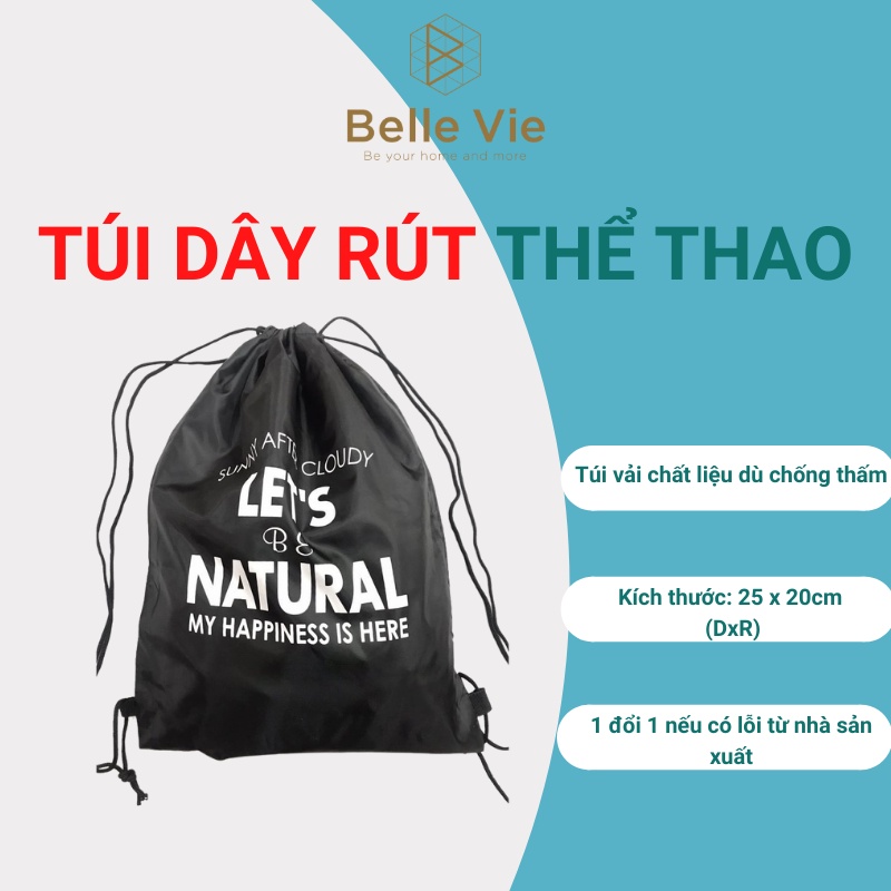 Túi vải dây rút BELLEVIE túi dù chống thấm nước, giỏ đựng đồ tập thiết kế nhỏ gọn