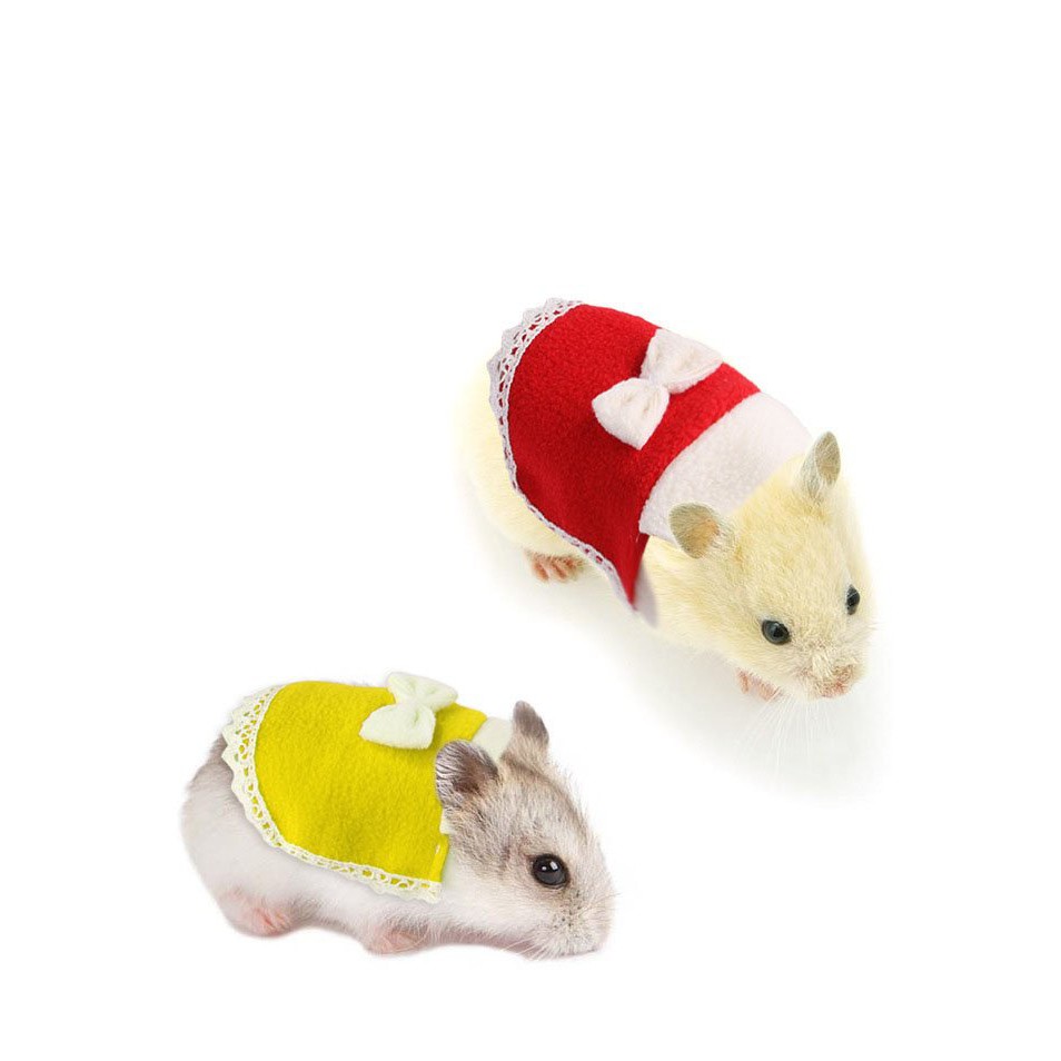 Áo nơ choàng dành cho hamster , sóc YEUPET áo thời trang cute chút chít chất vải nỉ san hô ,ren dệt kim_Thm01