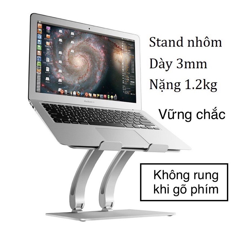 Giá đỡ laptop stand nhôm nguyên khối  D2 D3 điều chỉnh độ cao cho máy tính xách tay và macbook D2 D3