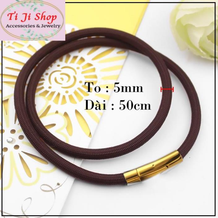 Dây chuyền nam dù Thái màu nâu khóa titan Vip màu vàng siêu đẹp - Đem lại đẳng cấp, sang trọng và lịch lãm cho người đeo