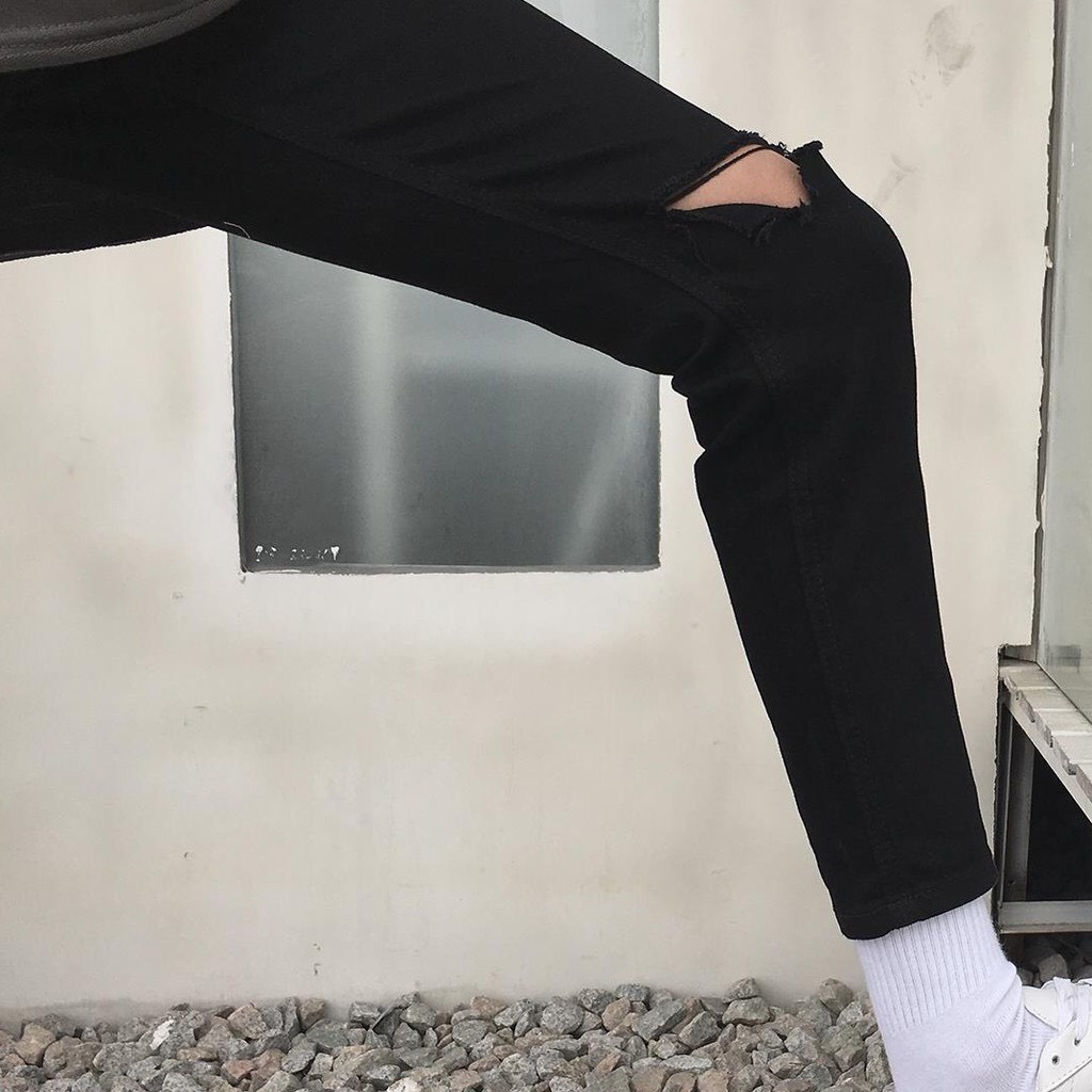 [RẺ BẤT NGỜ] QUẦN JEAN NAM CAO CẤP ĐEN RÁCH GỐI CHỮ T CỔ ĐIỂN ĐP 01R.ZA - 9861T | BigBuy360 - bigbuy360.vn