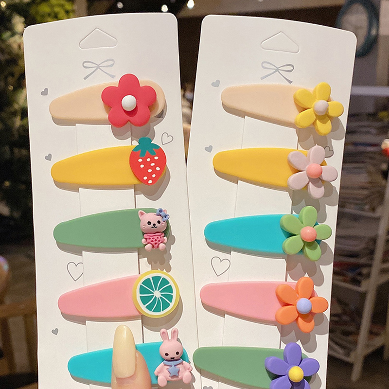 Set 5 cái kẹp tóc màu kẹo phong cách trái cây thời trang Hàn Quốc cho bé
