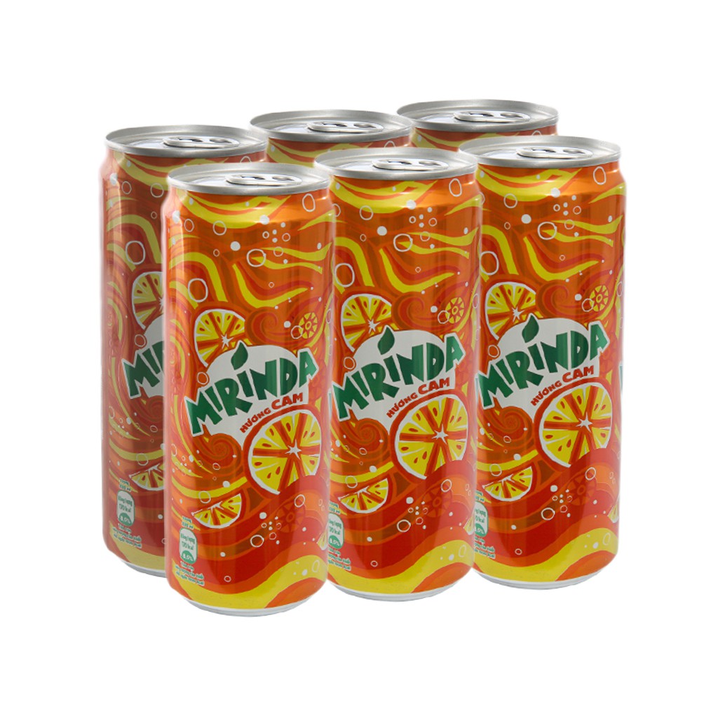 6 lon nước ngọt Mirinda vị cam 330ml