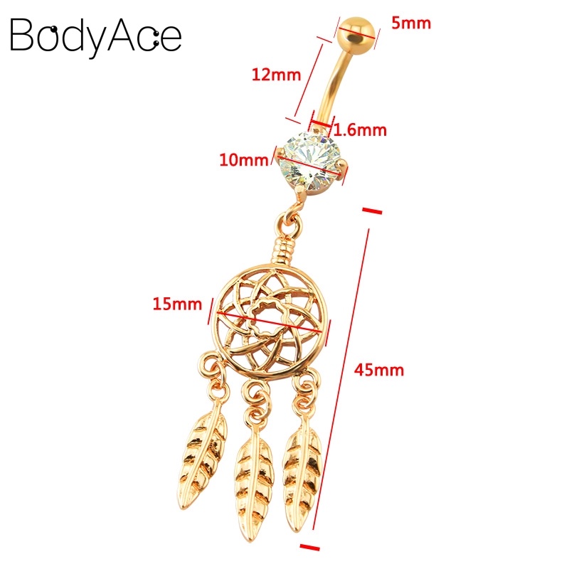 Khuyên Rốn Đính Đá Bằng Thép Không Gỉ 6 Kiểu Dáng Quyến Rũ