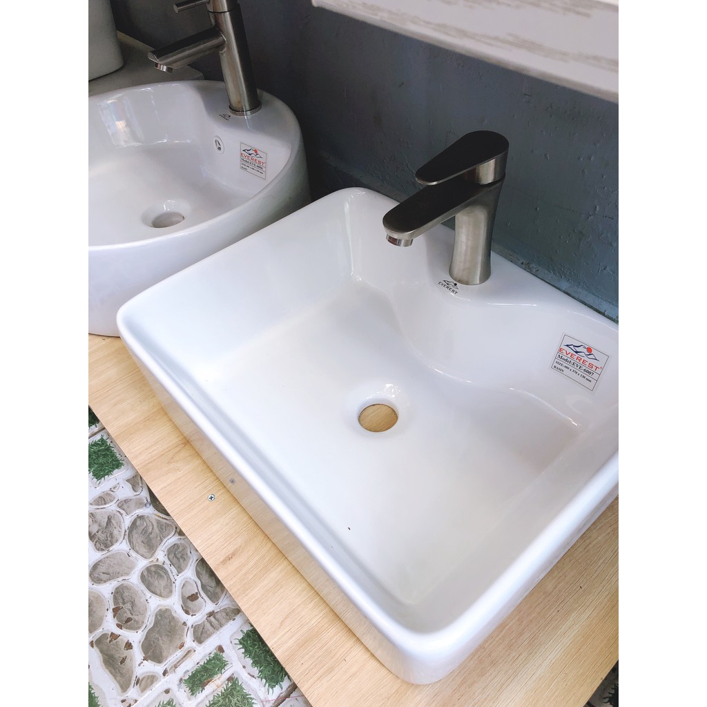 Lavabo sứ  Vuông tráng  men  nano  cao  cấp