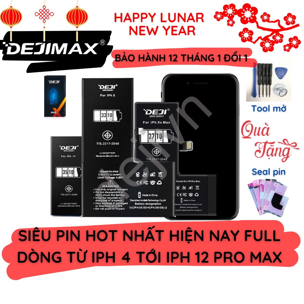 Siêu pin iphone Dejimax dung lượng cao và chuẩn cho iphone 4 4S 5 5S 5C 5SE 6 6S 7 8 Plus X XR XS XSM 11 12 Pro Max SE2
