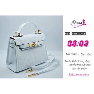 Túi xách nữ HM Kelly vân rắn màu trắng