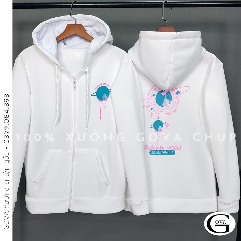 Áo khoác Hoodie nỉ FE SHINING MOON Dây Kéo form rộng ulzzang Unisex áo nỉ bông nữ AKN24 GOVA