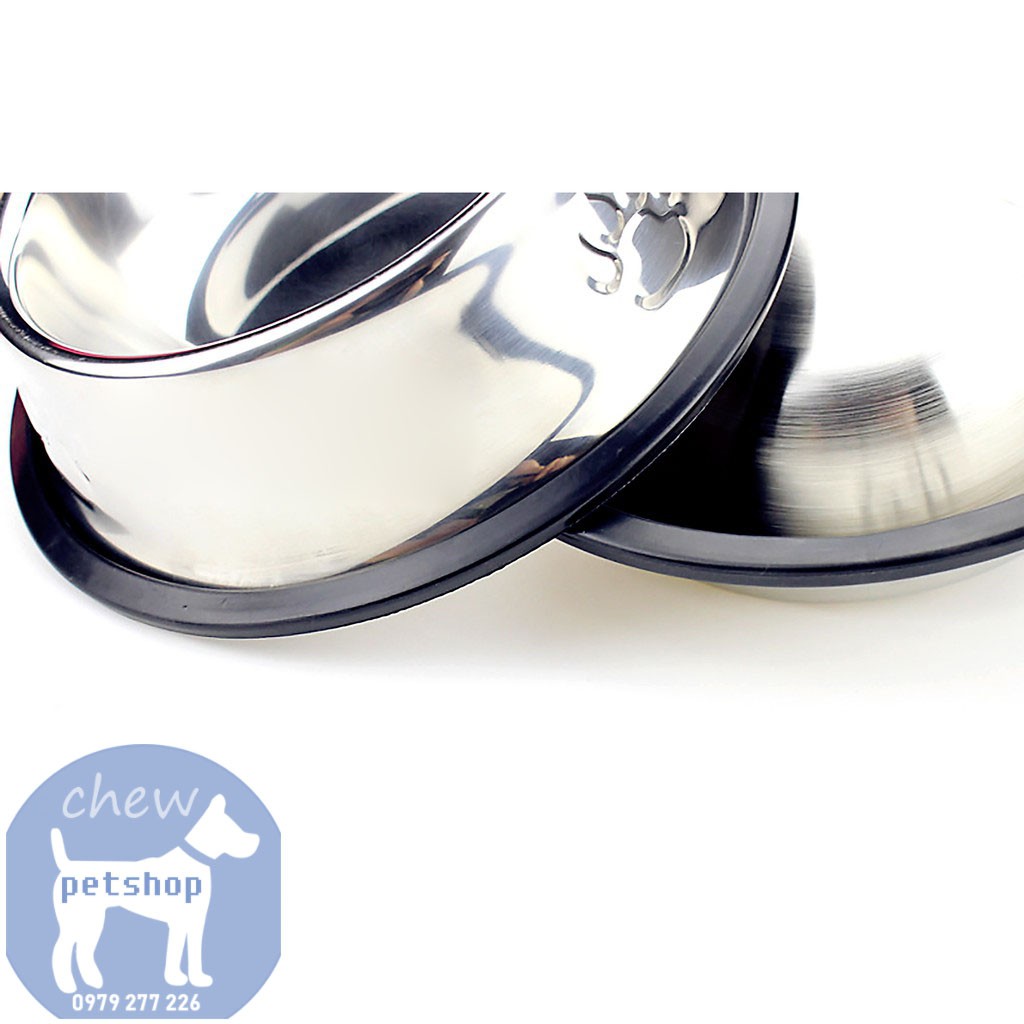 Bát inox chống trượt cho chó mèo _Phụ kiện chó mèo Chew Petshop