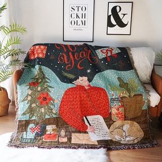 Thảm decor, trang trí nhà cửa, homestay, shop , thảm dệt phong cách Giáng Sinh Noen