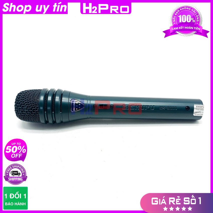 Micro hát karaoke có dây SHUPU SM8000 H2Pro chính hãng, micro karaoke cao cấp chống hú-hát nhẹ-tiếng sáng-dây dài 6m