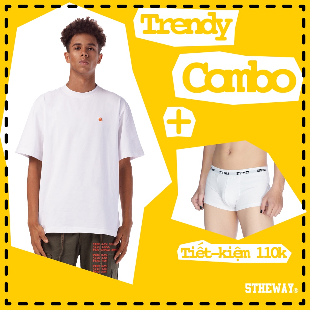5THEWAY SUMMER COMBO - WHITE TEE aka Bộ Áo Thun Logo Cam form New Tee và Quần Lót Nam