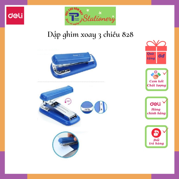 Dập ghim xoay chiều 25 trang Deli - Trắng, Đen, xanh dương - 1 cái - E0828