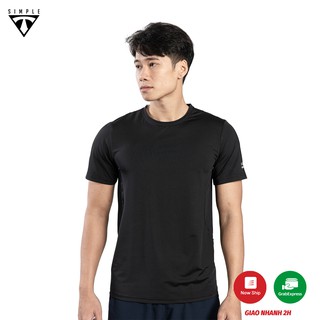 Áo Thể Thao Nam TSIMPLE tập gym phối lưới ngắn tay vải thun lạnh thoáng mát, co giãn, chuẩn form màu Đen