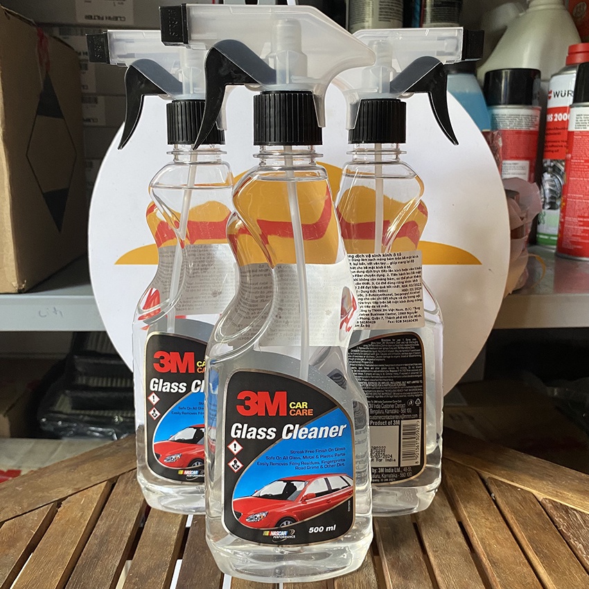 Chai xịt nước rửa kính ô tô: dung dịch vệ sinh kính xe hơi, kính dân dụng 3M 500ml có thể tẩy ố kính, ố mưa nhẹ