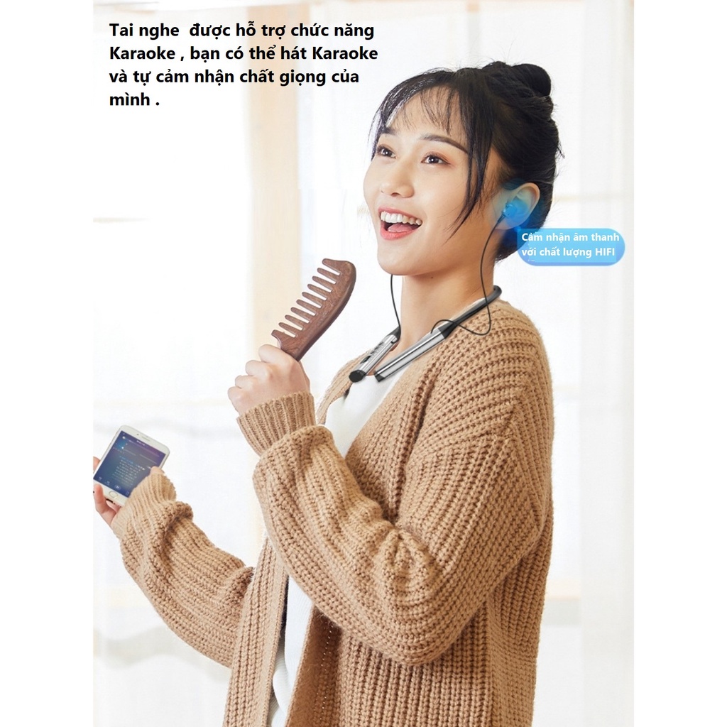 Tai Nghe Bluetooth  5.1 GYM - KT, Pin 800mAh  Nghe Nhạc Và Đàm Thoại Từ 60 - 80 Giờ, Led Báo % Pin ,Có Khe Lắp Thẻ  Nhớ