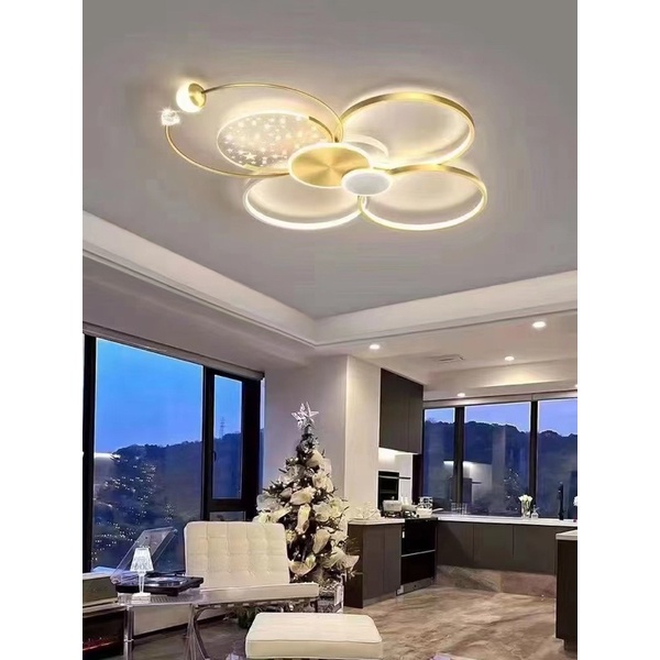 Đèn ốp trần 3 chế độ trang trí phòng khách,phòng ngủ phi 530 -600mm