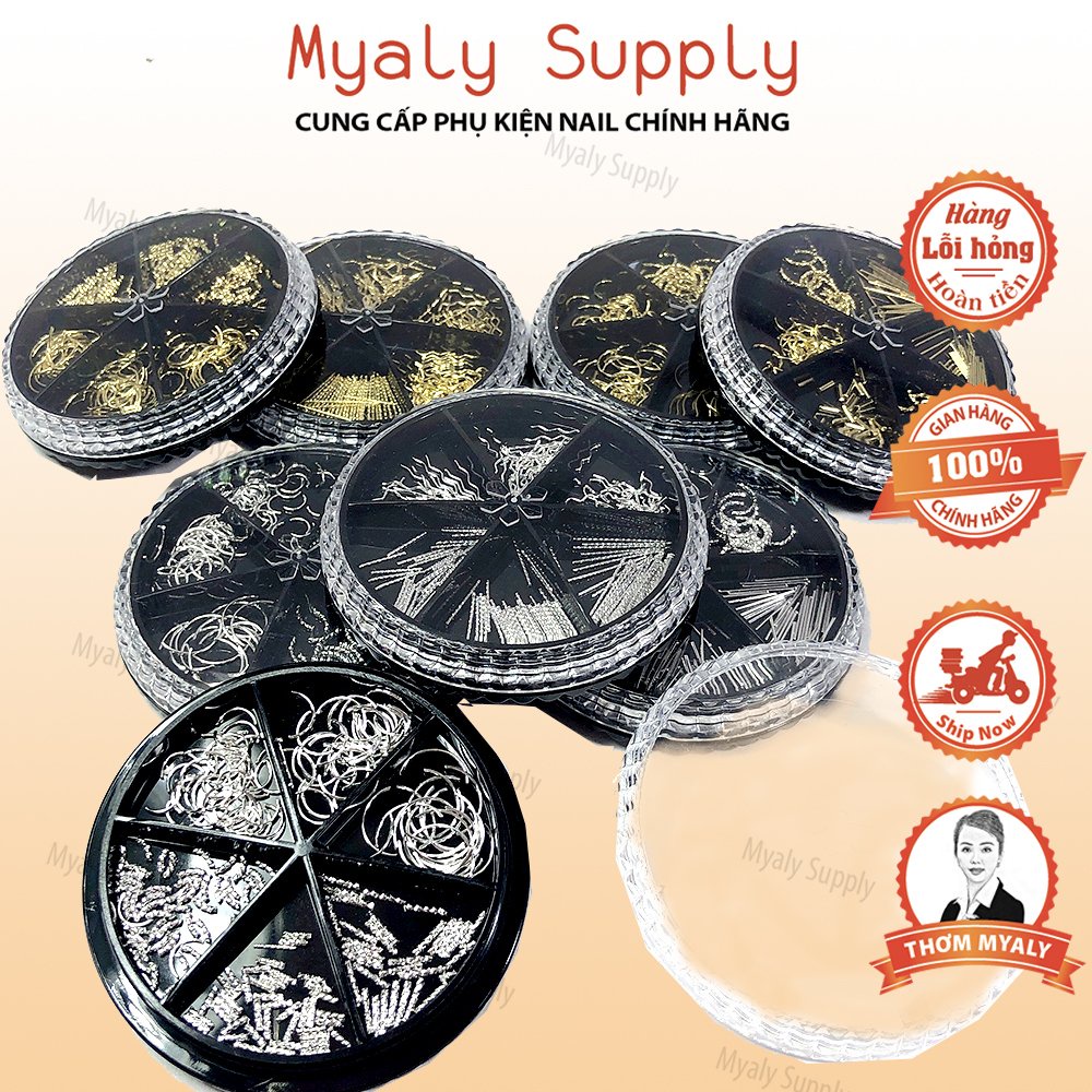 Charm Kim Loại Nail Phụ Kiện Kim Loại Set 6