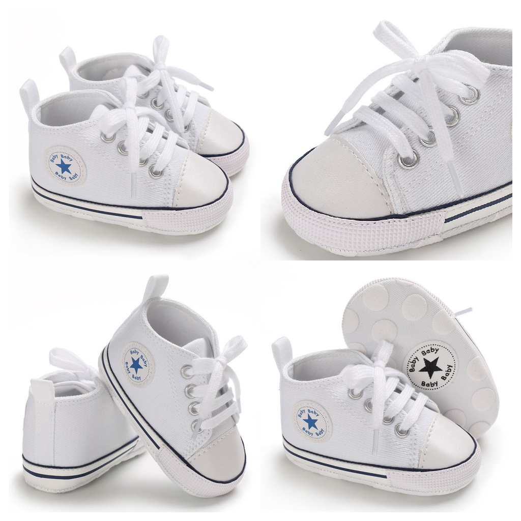 Giày Sneaker Vải Canvas Đế Mềm Chống Trượt Thời Trang Cho Bé Sơ Sinh 0-18 Tháng Tuổi