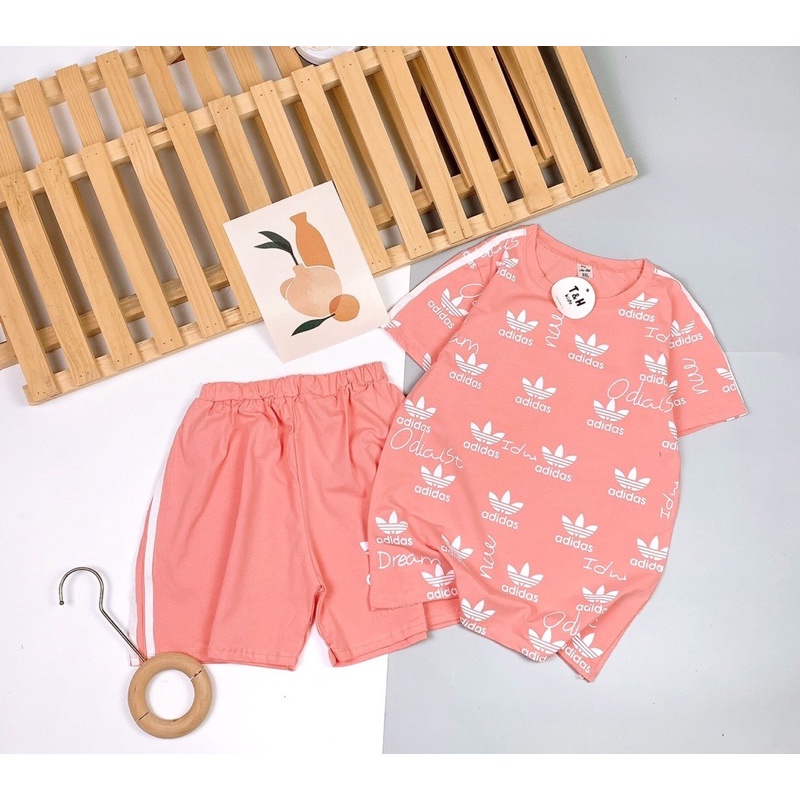 size 28-38kg bộ adid chạy viền sọc khoẻ khoắn cho bé - bddc