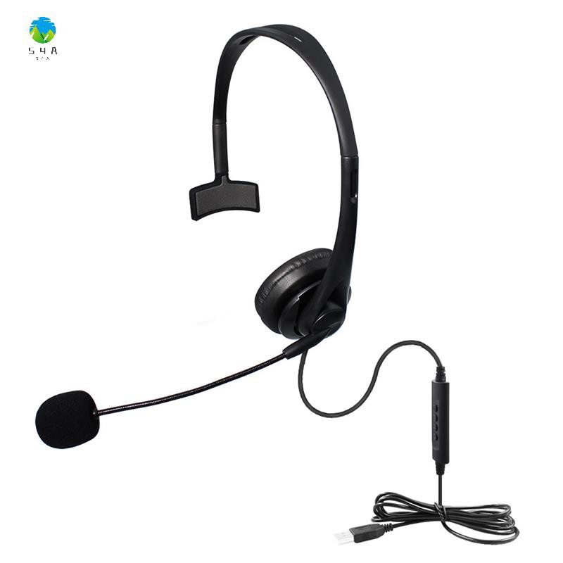 USB Mic Monaural Headphone for PC Home Phone Service Plug and Play