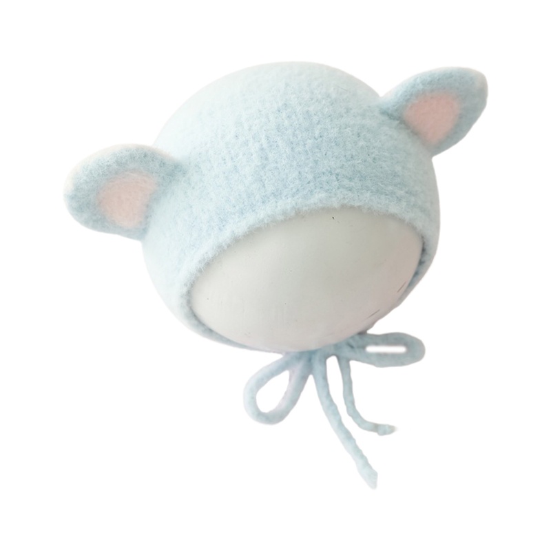 Mũ Beanie Đan Len Đính Tai Dễ Thương Dùng Làm Đạo Cụ Chụp Ảnh Cho Bé Sơ Sinh