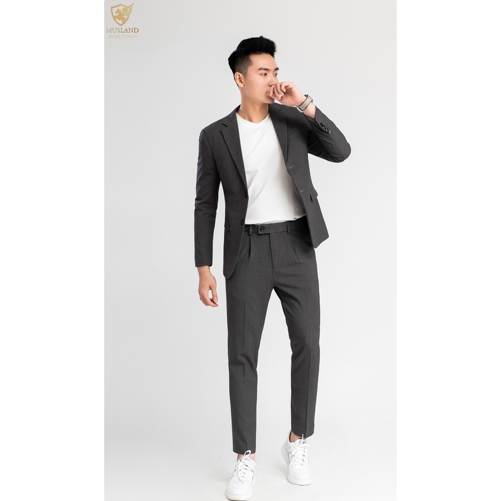 Vest nam Ấu, Áo Blazer Hàn Quốc 2 Màu xám/đen kiểu 2 nút hàng 2 lớp chất liệu dày dặn