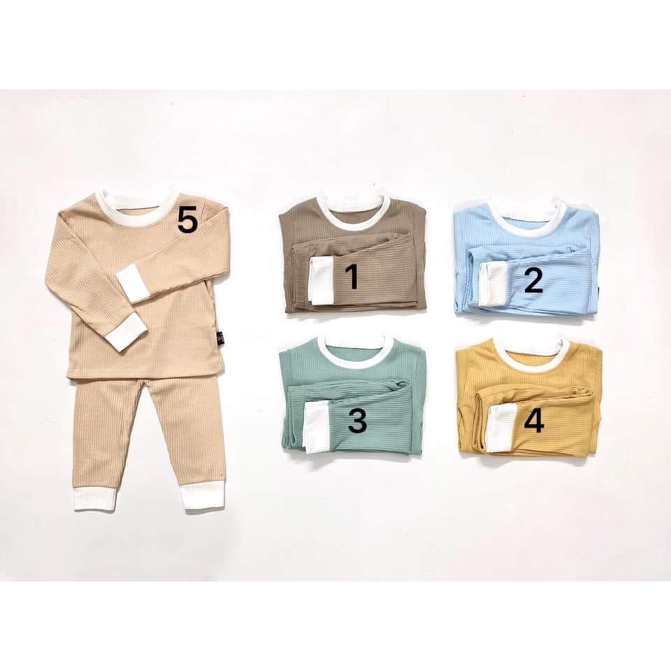 Bộ dài tay thun tăm lạnh trơn K.Woo co giãn 4 chiều mềm mịn cho bé từ 6-16kg