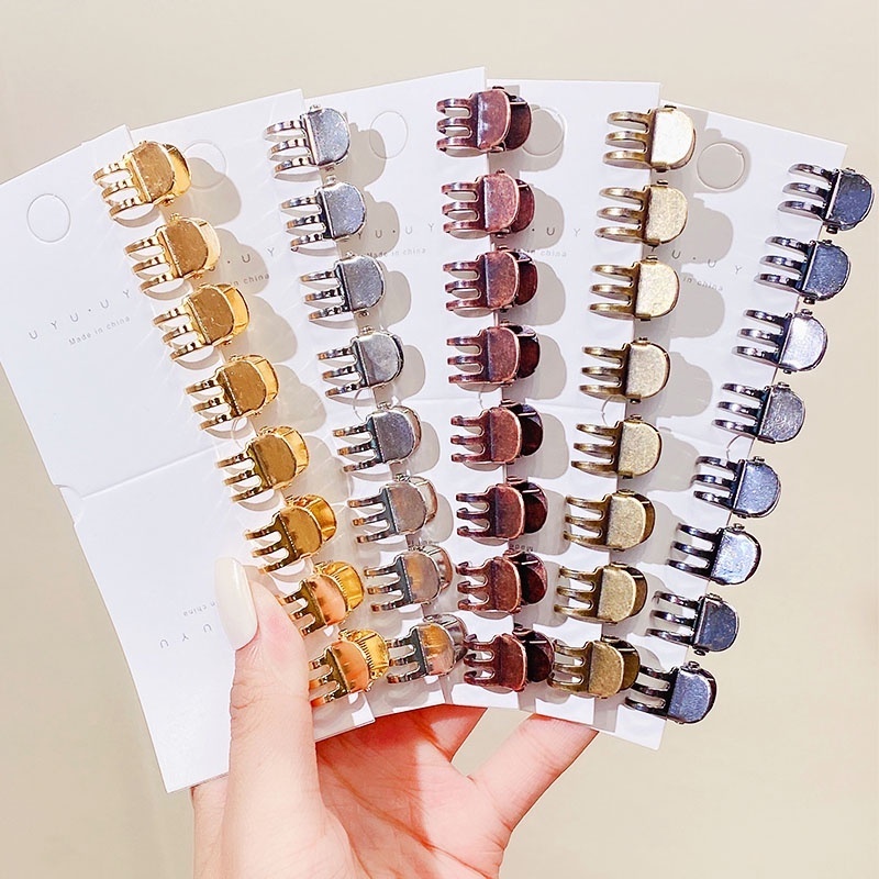 Set 2 Kẹp Tóc Kim Loại Mini Màu Vàng Bạc Kiểu Hàn Quốc Thời Trang Cho Nữ