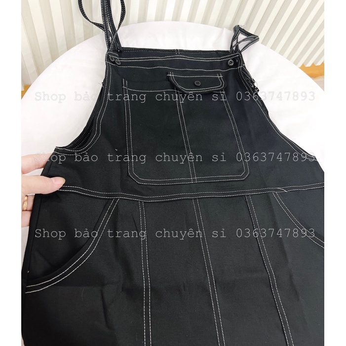 Yếm Váy Kaki Chỉ Nổi Kiểu Dáng Hàn Quốc Ulzzang 2 Dây Dáng Rộng Phong Cách Trẻ Trung Đi Chơi Đi Học