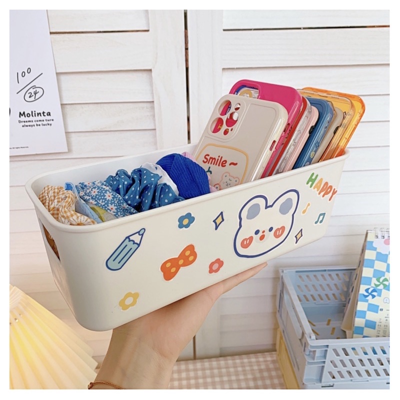 Hộp nhựa đựng ốp điện thoại giỏ đựng đồ lặt vặt đa năng phong cách dễ thương