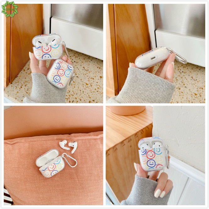Vỏ Bảo Vệ Hộp Sạc tai nghe không dây  1 / 2 / Pro Bằng Tpu Hình Mặt Cười Nhiều Màu Sắc Dễ Thương