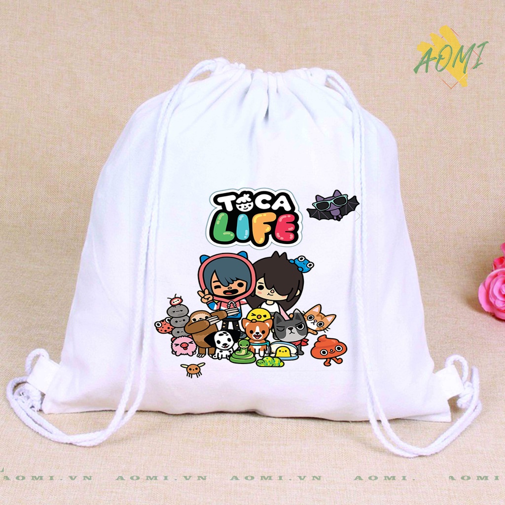 BALO MINI TOCA BOCA LIFE AOMIVN DÂY RÚT ĐEO VAI 33x38cm NHỎ XINH UNISEX CHẤT CANVAS CUTE TIỆN ÍCH DU LỊCH DẠO PHỐ