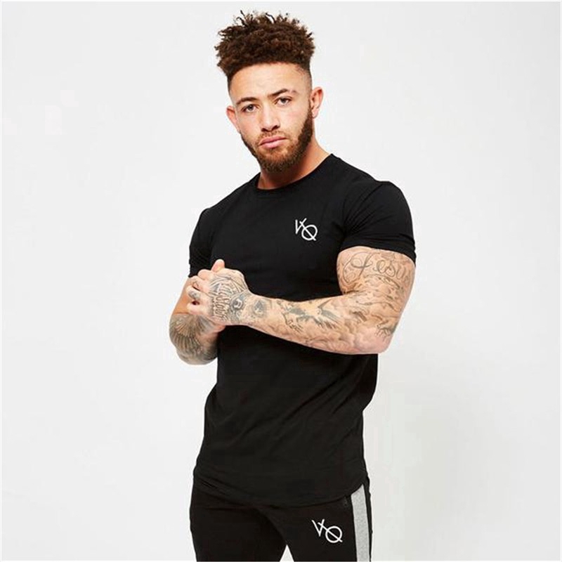 VQ Men's Cotton Shirt Sports Breathable Short-sleeved T-shirt Fashion Casual Top