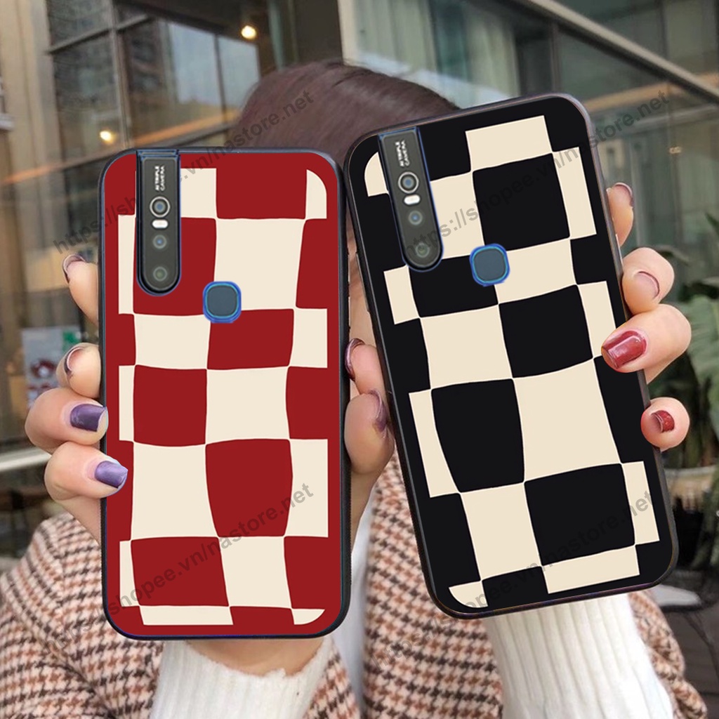 Ốp lưng Vivo V15 / V15 Pro mặt cười, họa tiết caro đơn giản đẹp cute