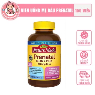 Viên uống tổng hợp vitamin và dha cho bà bầu - nature made prenatal multi + dha - hàng mỹ - lọ 150 viên - date 2023
