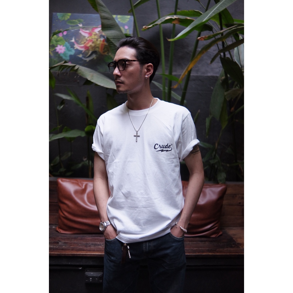Áo phông ngắn tay Retro Nhật Bản 230g - Crude logo tee