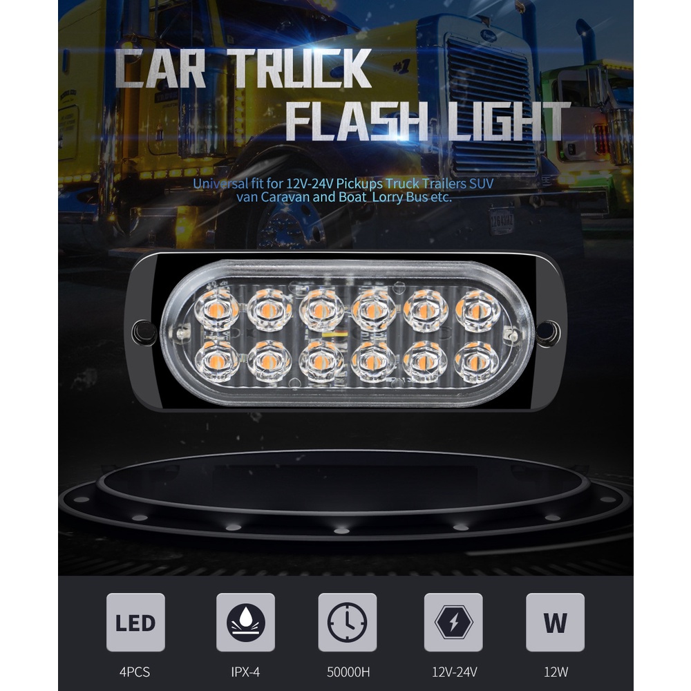 1 Dải Đèn LED Tín Hiệu Nhấp Nháy Cảnh Báo Khẩn Cấp Cho Xe Hơi / Xe Tải / Xe Mô Tô / Xe Tải