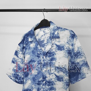 Sơ mi lụa cổ vest màu loang